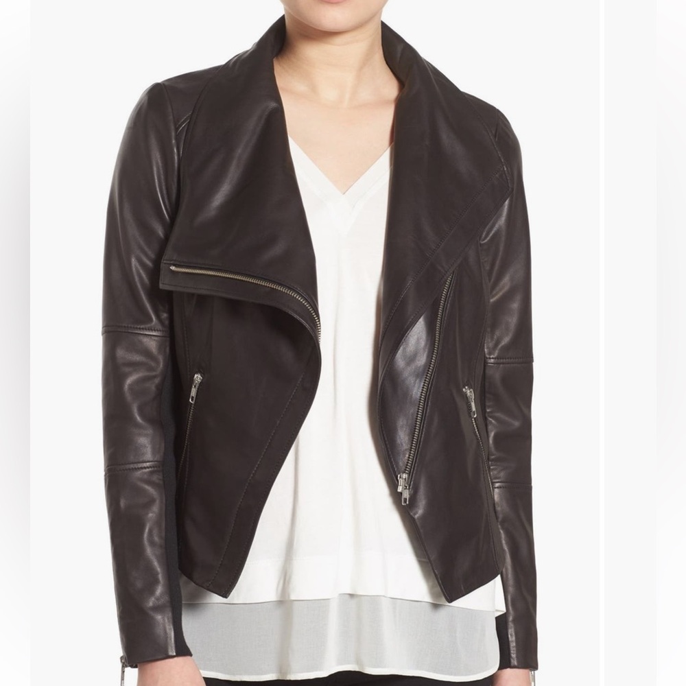 Trouvé Drape Front Leather Jacket
